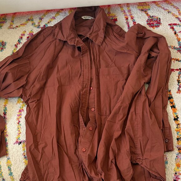 Stradivarius Oversized Poplin Shirt β Chocolate Brown β Size US XL - Picture 1 of 3